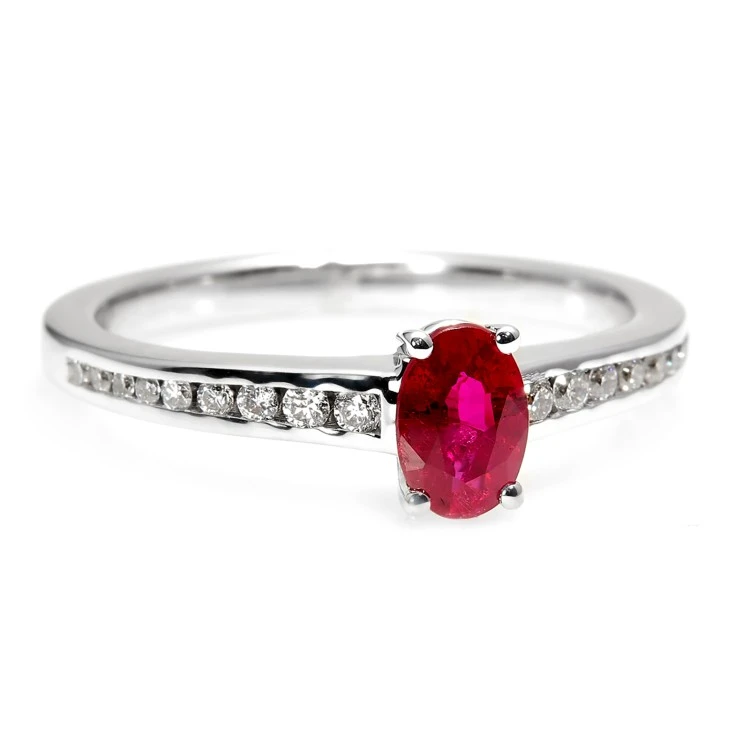 Gouden ring met robijn en diamanten 122866RbODi