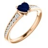 Bague de fiançailles en or avec saphir cœur et diamants - modèle i122866