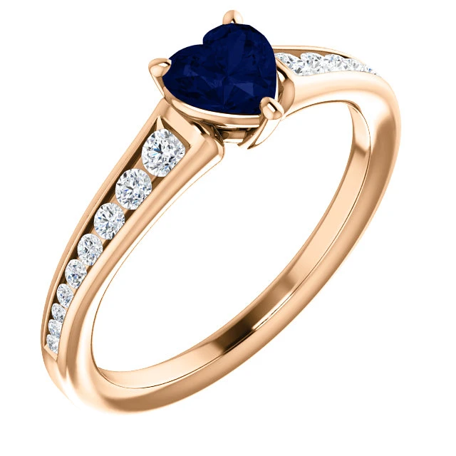 Bague de fiançailles en or avec saphir cœur et diamants - modèle i122866