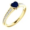 Bague de fiançailles en or avec saphir cœur et diamants - modèle i122866