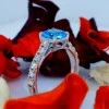 Gift Ring i645TpAsDi Model Tiffany Novo in Gold or Platinum with Topaz Antique Square and Diamonds