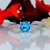 Gift Ring i645TpAsDi Model Tiffany Novo in Gold or Platinum with Topaz Antique Square and Diamonds