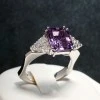 Bague cadeau en or avec améthyste et diamants - modèle i981