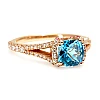 Bague cadeau en or avec topaze coussin, rubis et diamants - modèle i2705