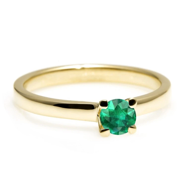 Gold engagement ring with Emerald 122005Sm