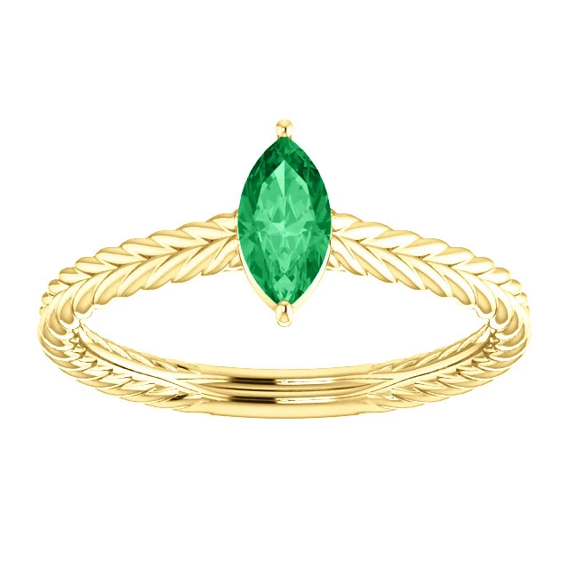 Gold Engagement Ring with Marquise Emerald 71746SmMa