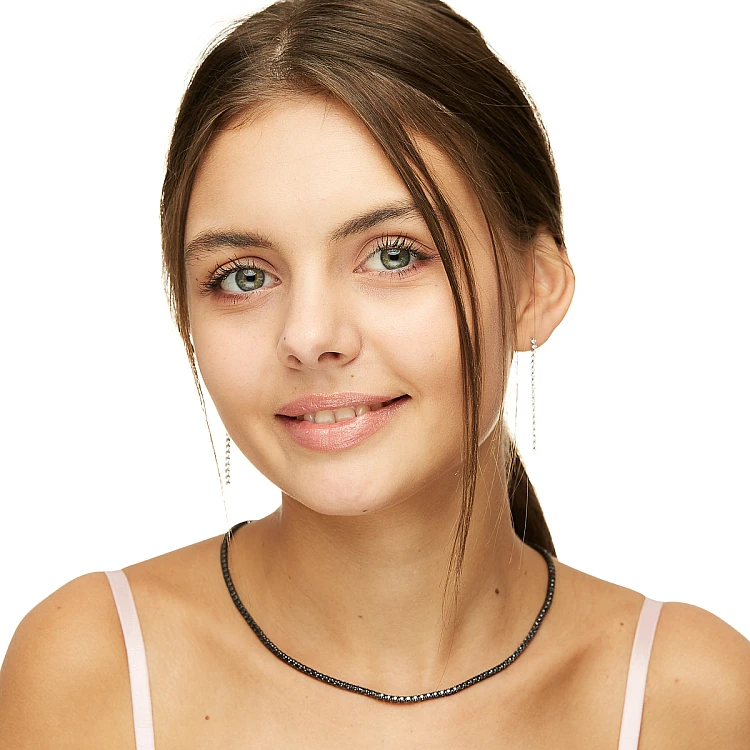 Collana Tennis in Oro e Diamanti Neri col2180dn
