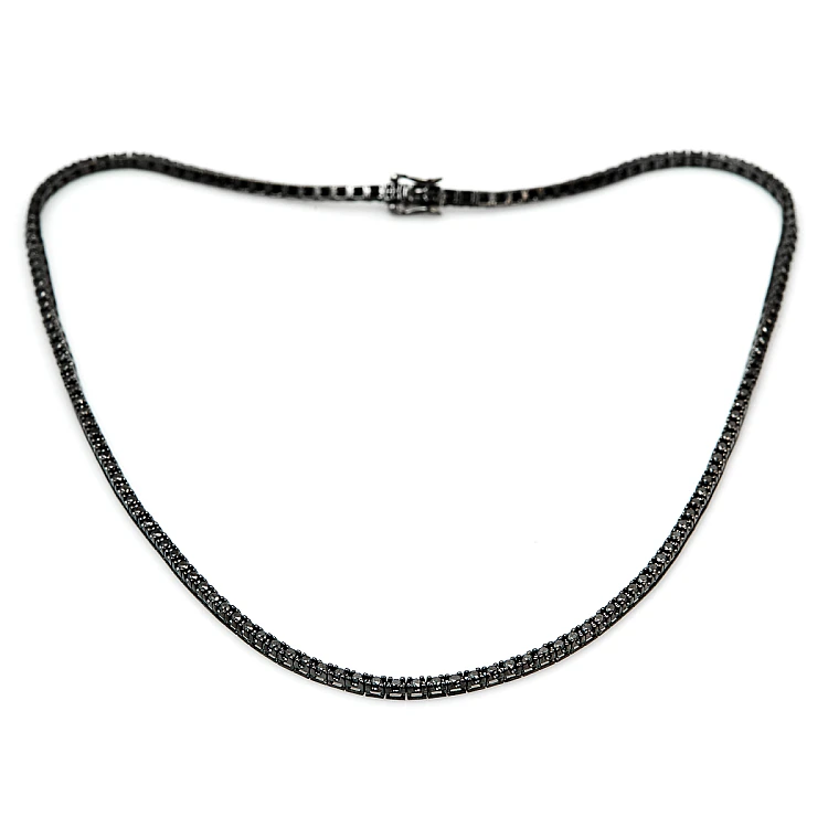 Collana Tennis in Oro e Diamanti Neri col2180dn