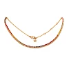 Gold-Tennis-Halskette mit farblosem Diamant, farbigen Saphiren und Rubinen col2181