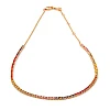 Gold-Tennis-Halskette mit farblosem Diamant, farbigen Saphiren und Rubinen col2181