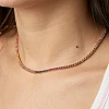 Gold-Tennis-Halskette mit farblosem Diamant, farbigen Saphiren und Rubinen col2181