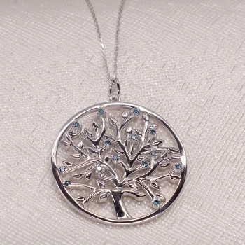 Gold Tree of Life Medallion with Blue Diamonds - model pan074