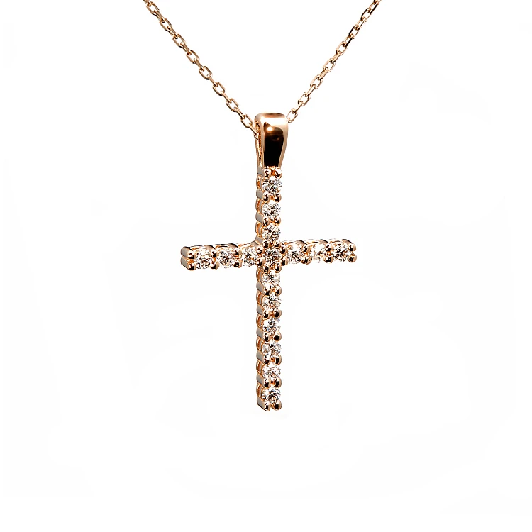 Crucifix unisexe en or ou en platine avec diamants - modèle pan1015