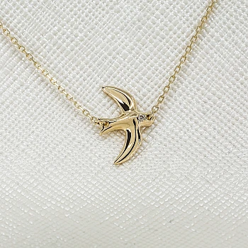 Collar de Golondrina en Oro de 14k con Diamante - modelo col1346