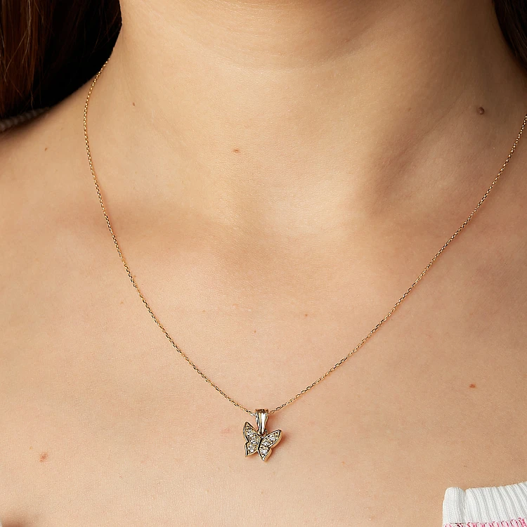 Pendentif papillon en or ou platine avec diamants - modèle pan1941