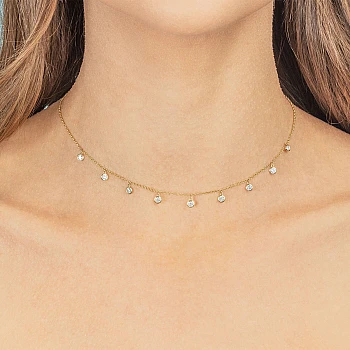 Gold Necklace with Diamonds Bezel - model col1977
