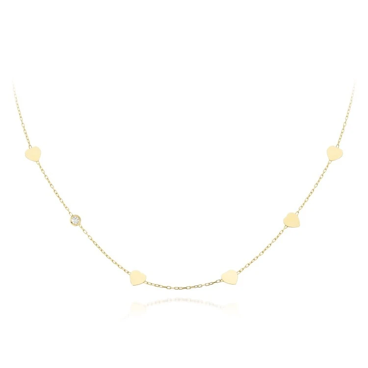 Necklace with Hearts in 18k Gold and Diamond col2053