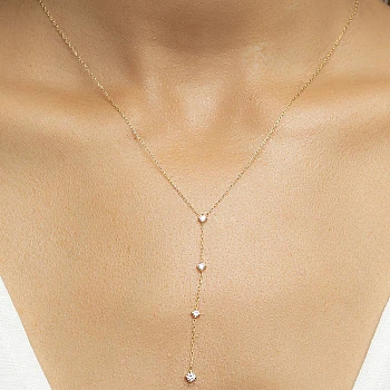 Collar de oro en forma de Y con diamantes incoloros - modelo col2054