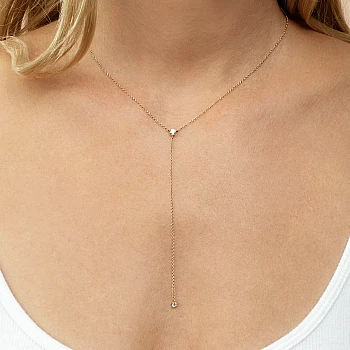 Collar en forma de Y en Oro de 14k con diamantes incoloros - modelo col2069
