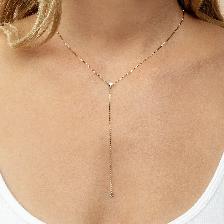 Y-förmige Halskette aus 18 Karat Gold mit farblosen Diamanten col2069