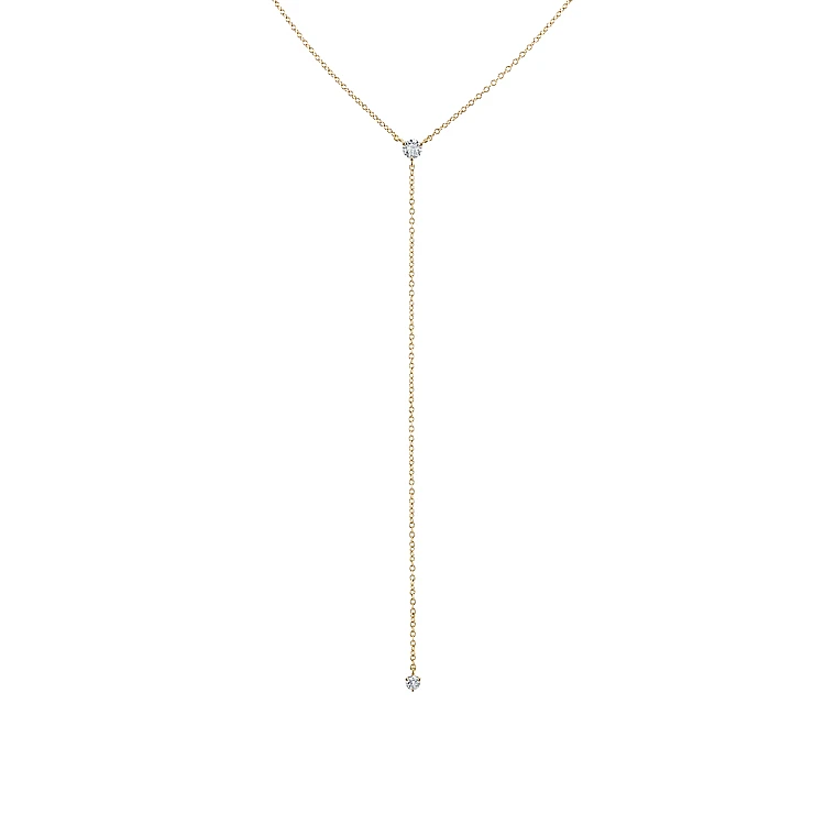 Y-förmige Halskette aus 18 Karat Gold mit farblosen Diamanten col2069