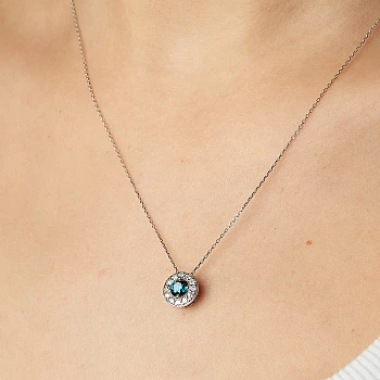 Gold-Entourage-Anhänger mit blauen und farblosen Diamanten pan2159dbdi