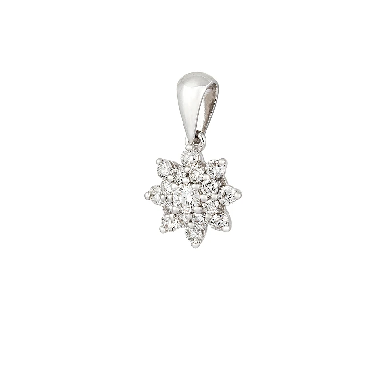 Ciondolo fiore in oro con diamanti incolori pan2373