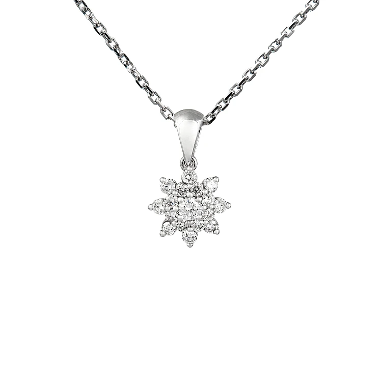 Ciondolo fiore in oro con diamanti incolori pan2373