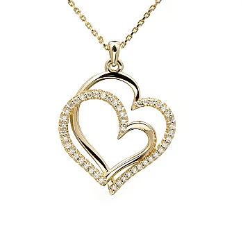Gold or Platinum Heart Pendant with Diamonds - model pan2614