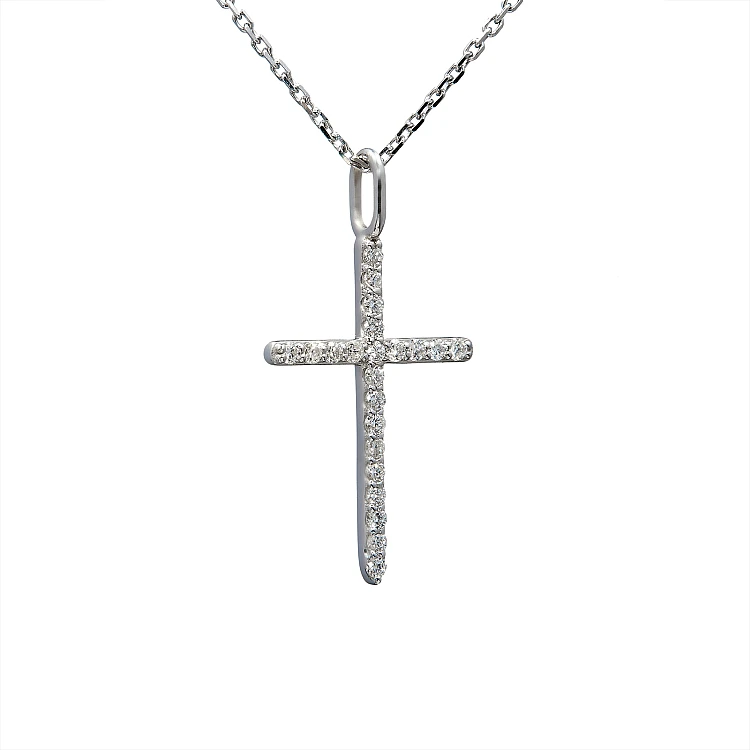 Gold crucifix with colorless diamonds pan2661