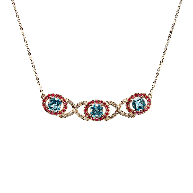 Gold pendant with rubies and topaz diamonds pan2705
