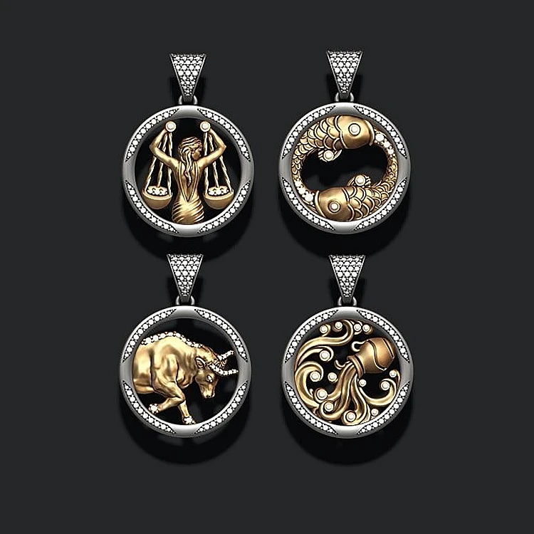 Sternzeichen-Herrenanhänger aus Gold oder Platin mit Diamanten pan2955