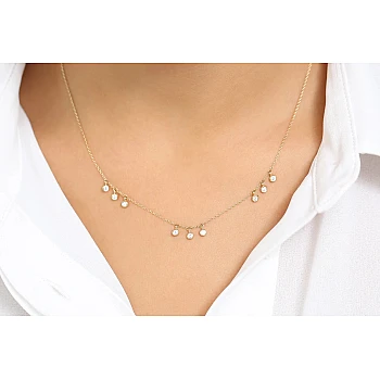 14k Gold Necklace with Round Diamonds - model col3126