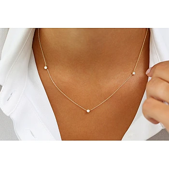 Gold Bezel Diamond Necklace - model col3134