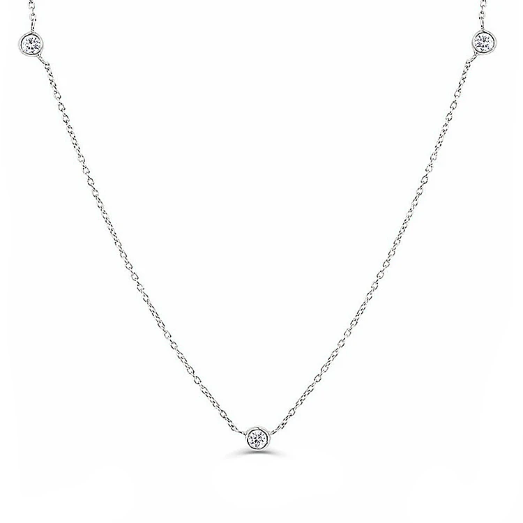 Gold Bezel Diamond Necklace col3134