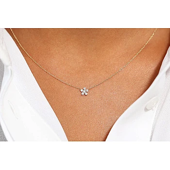 Gold Flower Pendant with Diamonds - model pan3143