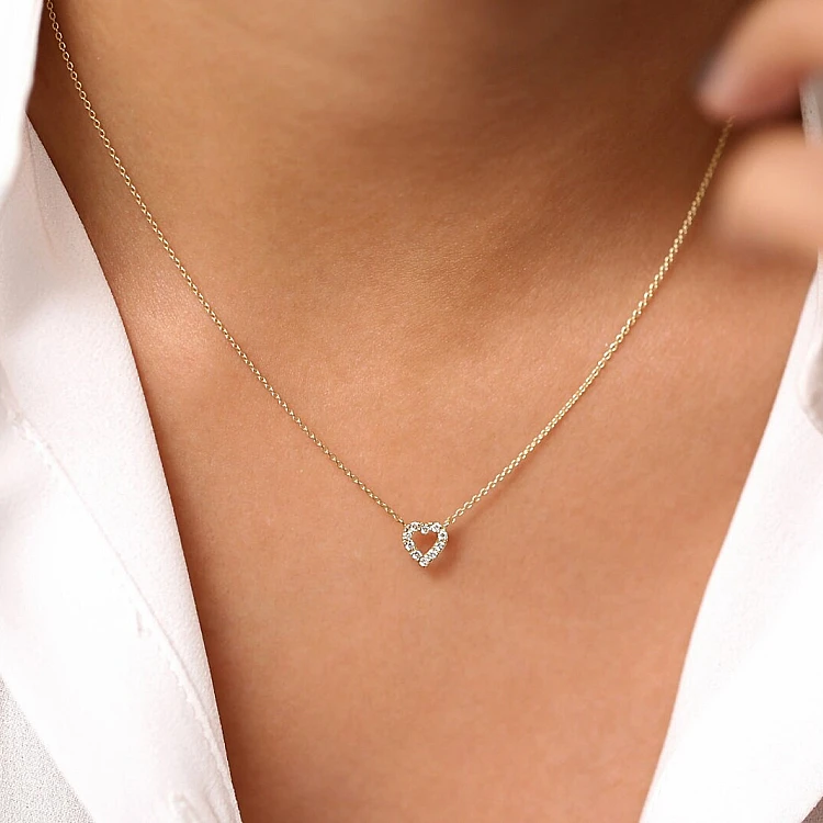 Ciondolo cuore in oro con diamanti pan3146