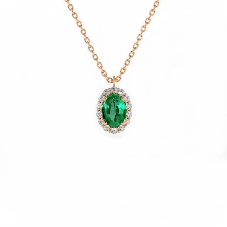 Entourage pendant pan3153Smdi in Gold with Oval Emerald and Diamonds