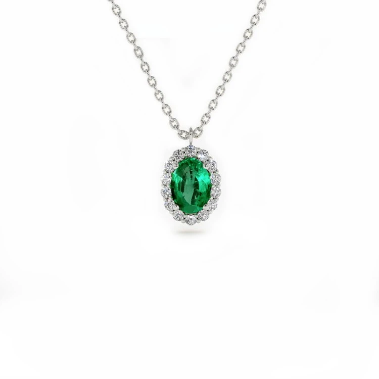 Entourage pendant pan3153Smdi in Gold with Oval Emerald and Diamonds