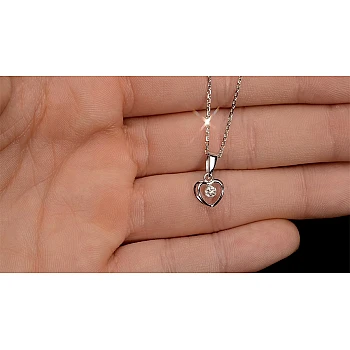 Gold or Platinum Heart Pendant with Diamond - model pan3229