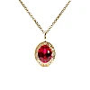 Halo-Anhänger aus 18-karätigem Gelbgold mit ovalem, im Labor gezüchtetem Rubin und Diamanten – Modell pan4676