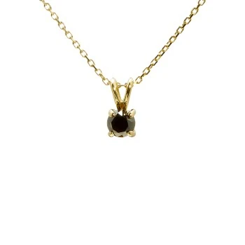 Gold-Solitär-Anhänger mit rundem schwarzem Diamant pan525dn