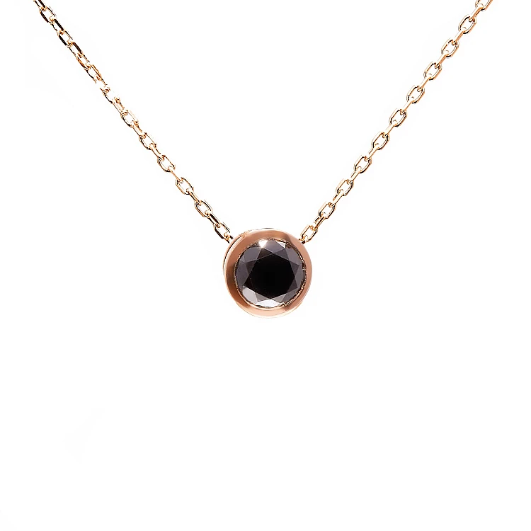 Collier ras du cou en or avec diamant noir - modèle pan563