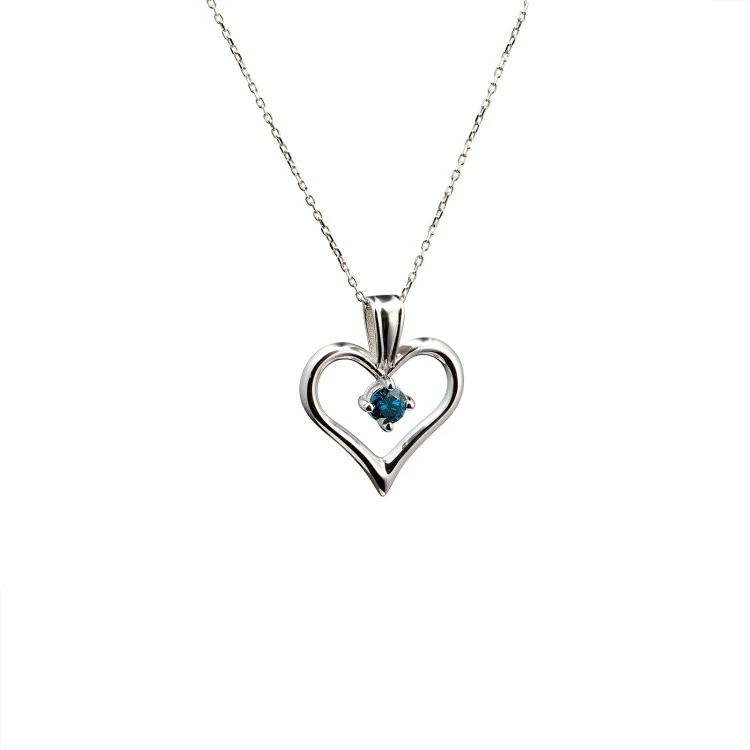 Herzanhänger pan867db in Gold oder Platin mit blauem Diamanten
