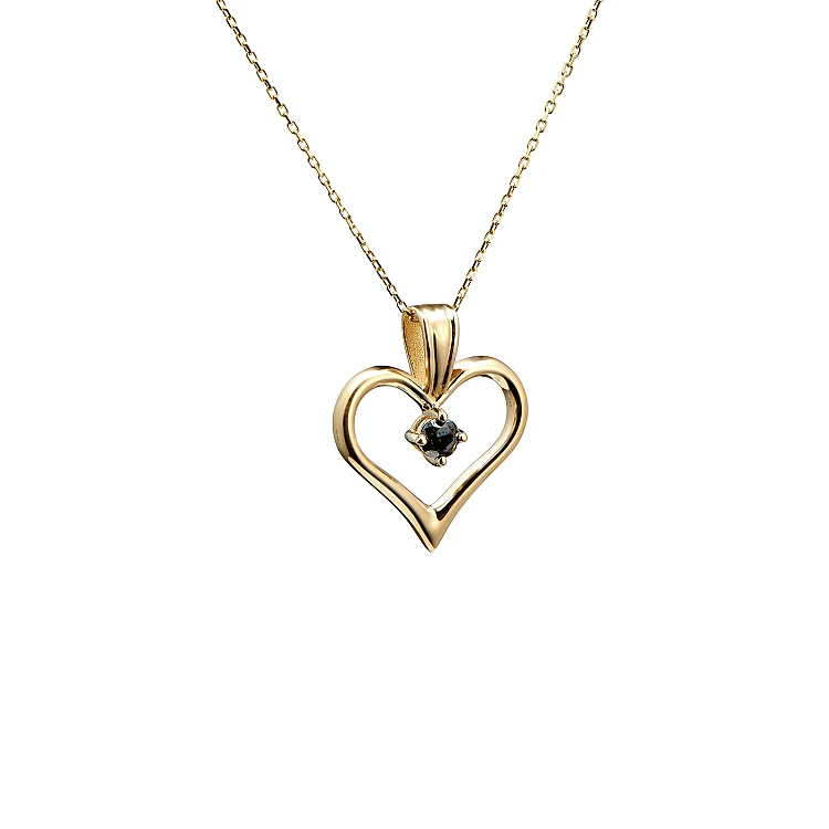 Colgante de corazón de oro o platino con diamante negro - modelo pan867