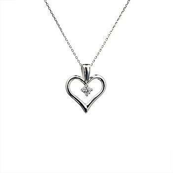 Ciondolo a cuore in oro o platino con diamante pan867