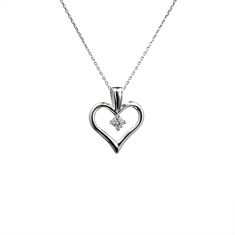 Ciondolo a cuore in oro o platino con diamante pan867