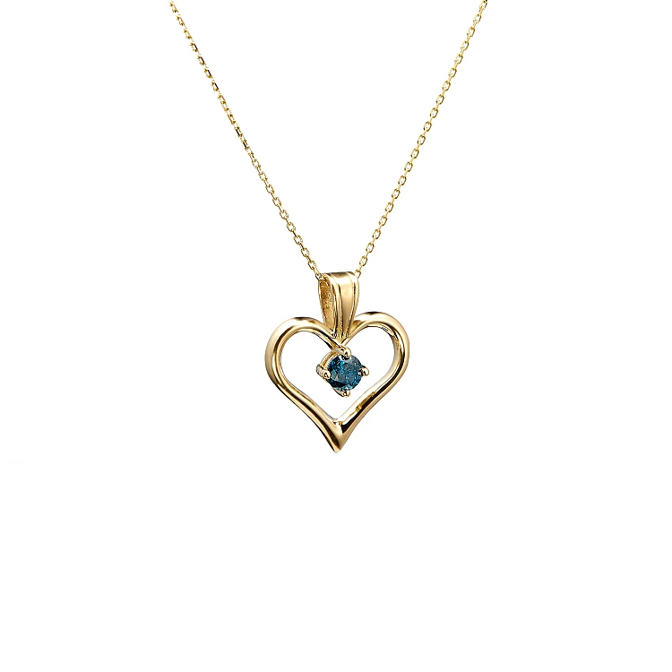 Herzanhänger pan867db in Gold oder Platin mit blauem Diamanten