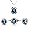 Set Completo Orecchini Anello e Pendente Kate Middleton in Oro con Zaffiri e Diamanti Naturali set055SfDi