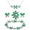 Ensemble tendance boucles doreilles, bague, bracelet et pendentif en or avec émeraudes et diamants - modèle set2752